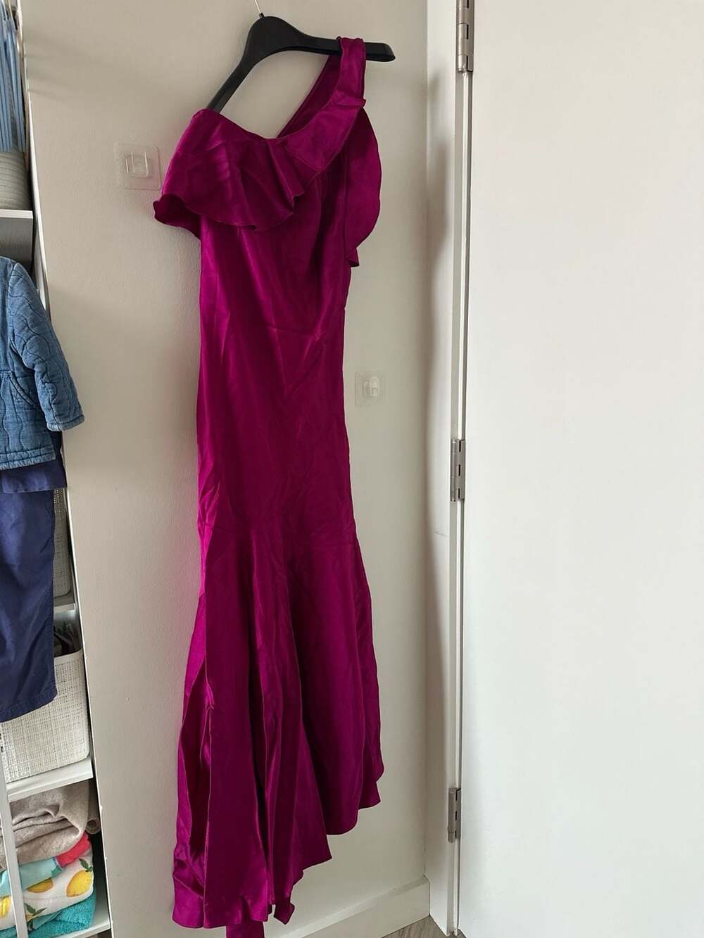 Galvan London Flora One Shoulder Satin Ruffle 36
